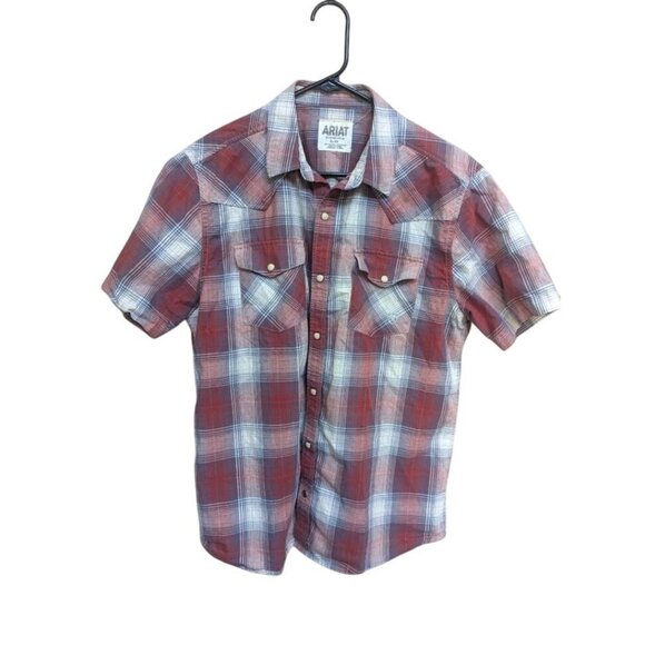 Ariat Shirt Men Retro Fit Pearl Snap Rodeo Frontier Plaid Western Large - Picture 1 of 5